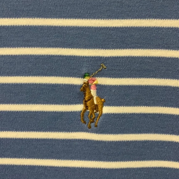 Ralph Lauren Polo Shirt Men’s Blue with White Stripes Size XL - Picture 6 of 7